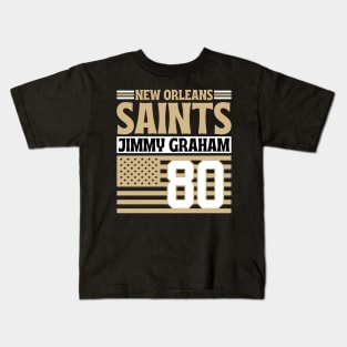 New Orleans Saints Graham 80 American Flag Football Kids T-Shirt